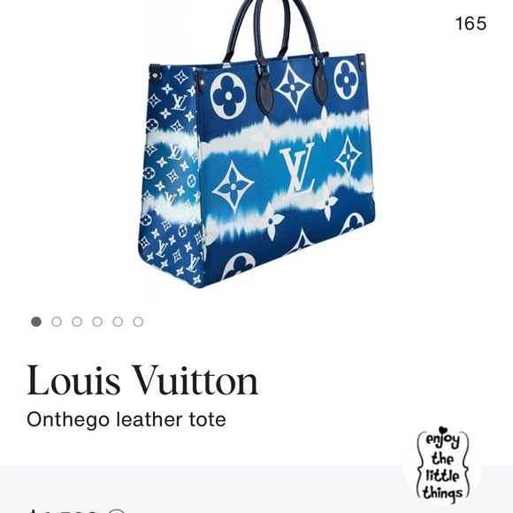 Louis Vuitton Navy and Cream Tote Bag - Picture 5 of 7